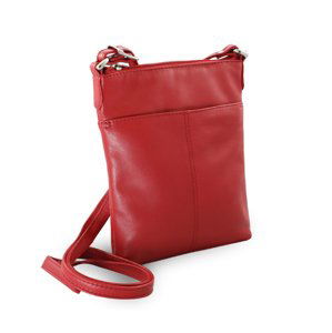 Malá kožená crossbody kabelka 213-3013  červená