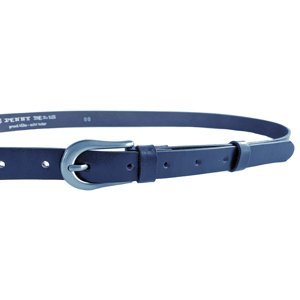 Dámský kožený úzký pásek 178-56 tmavě modrý 105 cm