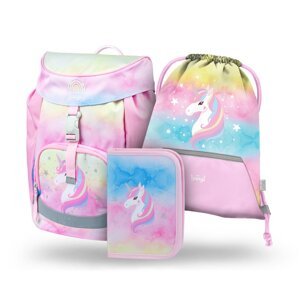 Školní set Airy Rainbow Unicorn A-33161 jednorožec a duha (batoh + sáček + penál)