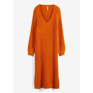 Bonprix RAINBOW žebrované pletené šaty Barva: Oranžová, Mezinárodní velikost: L, EU velikost: 44/46
