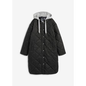 BONPRIX prošívaný kabát s kapucí Barva: Černá, Mezinárodní velikost: L, EU velikost: 44