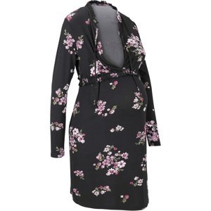 BONPRIX těhotenské šaty s květy Barva: Černá, Mezinárodní velikost: XL, EU velikost: 48/50