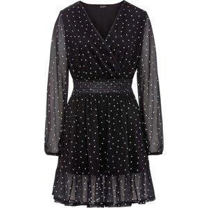 Bonprix BODYFLIRT síťované šaty s volánem Barva: Černá, Mezinárodní velikost: XL, EU velikost: 48/50