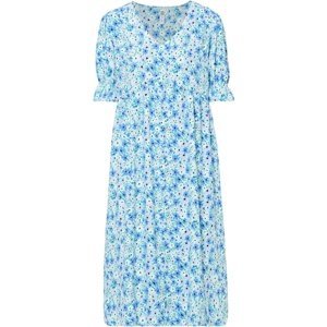 Bonprix RAINBOW šaty s květy Barva: Modrá, Mezinárodní velikost: M, EU velikost: 42
