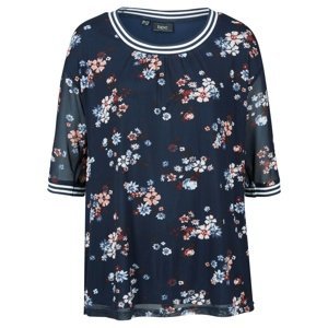 BONPRIX tričko s květy Barva: Modrá, Mezinárodní velikost: M, EU velikost: 40/42