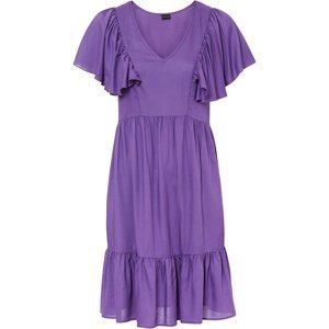 Bonprix BODYFLIRT šaty s volánky Barva: Fialová, Mezinárodní velikost: L, EU velikost: 44