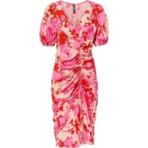 Bonprix RAINBOW šaty s řasením Barva: Růžová, Mezinárodní velikost: XL, EU velikost: 50
