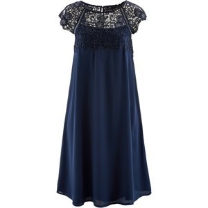 Bonprix BPC SELECTION šaty s krajkou Barva: Modrá, Mezinárodní velikost: L, EU velikost: 46