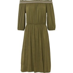 Bonprix BODYFLIRT šaty s Carmen dekoltem Barva: Zelená, Mezinárodní velikost: M, EU velikost: 40/42