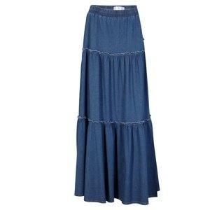 Bonprix BPC SELECTION riflová sukně s volánky Barva: Modrá, Mezinárodní velikost: L, EU velikost: 46