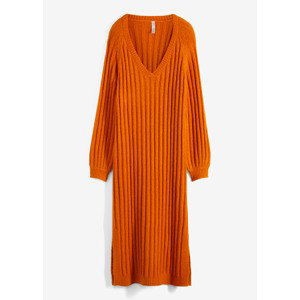 Bonprix RAINBOW žebrované pletené šaty Barva: Oranžová, Mezinárodní velikost: S, EU velikost: 36/38
