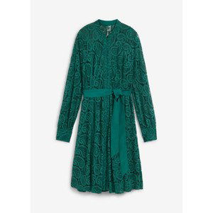 Bonprix BPC SELECTION krajkové šaty s páskem Barva: Zelená, Mezinárodní velikost: XL, EU velikost: 48