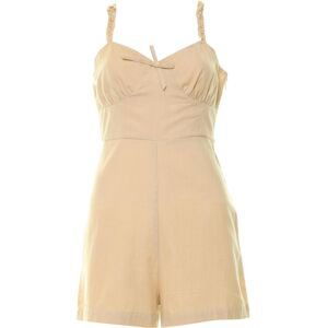 jiná značka NA-KD »Frill Strap Playsuit« krátký overal s podílem lnu< Barva: Béžová, Mezinárodní velikost: M, EU velikost: 40