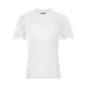 Bonprix BODYFLIRT tričko z jemného úpletu s krajkovými rukávy Barva: Bílá, Mezinárodní velikost: S, EU velikost: 36/38