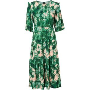 Bonprix BODYFLIRT vzorované šaty s volánem Barva: Zelená, Mezinárodní velikost: S, EU velikost: 36/38