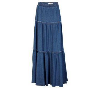 Bonprix BPC SELECTION riflová sukně s volánky Barva: Modrá, Mezinárodní velikost: M, EU velikost: 40