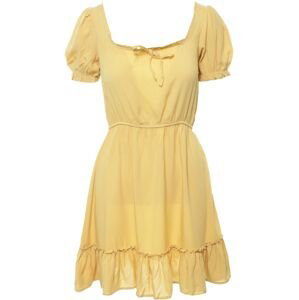 jiná značka NA-KD »Puff Sleeve Mini Dress« šaty< Barva: Žlutá, Mezinárodní velikost: XS, EU velikost: 34