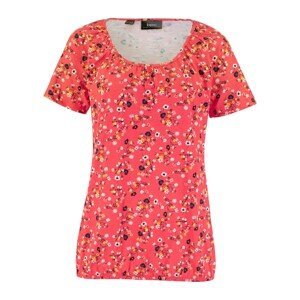BONPRIX tričko s květy Barva: Červená, Mezinárodní velikost: XS, EU velikost: 32/34