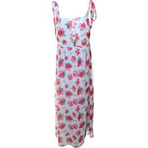 jiná značka NA-KD »Floral Ruffle Maxi Dress« šifonové šaty< Barva: Modrá, Mezinárodní velikost: XS