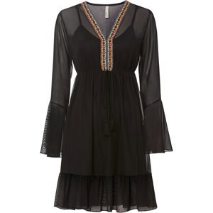 Bonprix BODYFLIRT síťované šaty s aplikací Barva: Černá, Mezinárodní velikost: M, EU velikost: 40/42