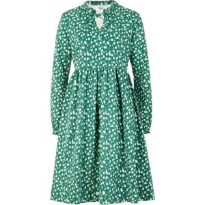 BONPRIX bavlněné šaty s květy Barva: Zelená, Mezinárodní velikost: L, EU velikost: 44/46