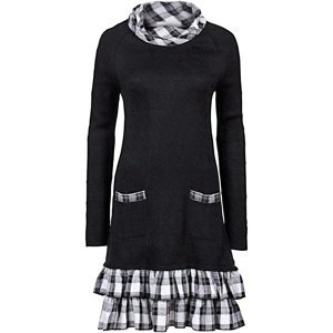 Bonprix RAINBOW pletené šaty s volány Barva: Černá, Mezinárodní velikost: XXL, EU velikost: 52/54