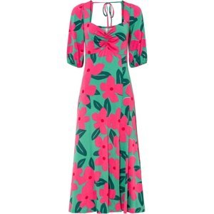 Bonprix BODYFLIRT šaty s květy Barva: Zelená, Mezinárodní velikost: S, EU velikost: 36/38