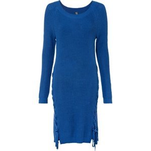 Bonprix RAINBOW pletené šaty se šněrováním Barva: Modrá, Mezinárodní velikost: S, EU velikost: 36/38