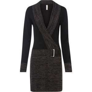 Bonprix BODYFLIRT pletené šaty s kovovou sponou Barva: Černá, Mezinárodní velikost: S, EU velikost: 36/38