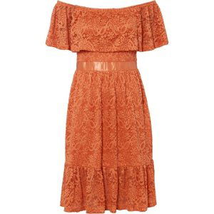 Bonprix BODYFLIRT krajkové šaty s Carmen dekoltem Barva: Oranžová, Mezinárodní velikost: S, EU velikost: 38