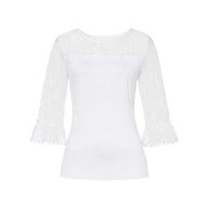 Bonprix BODYFLIRT triko s krajkou Barva: Bílá, Mezinárodní velikost: L, EU velikost: 44/46