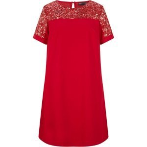 Bonprix BPC SELECTION šaty s pajetkovou vsadkou Barva: Červená, Mezinárodní velikost: M, EU velikost: 42