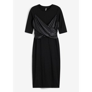 Bonprix RAINBOW šaty se saténovou vsadkou Barva: Černá, Mezinárodní velikost: L, EU velikost: 44/46