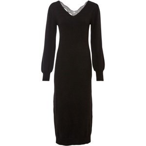 Bonprix BODYFLIRT pletené šaty s háčkovanou krajkou Barva: Černá, Mezinárodní velikost: S, EU velikost: 36/38
