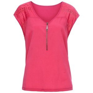 Bonprix BODYFLIRT tričko s krajkou Barva: Růžová, Mezinárodní velikost: XXL, EU velikost: 52/54