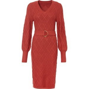 Bonprix BODYFLIRT pletené šaty s páskem Barva: Červená, Mezinárodní velikost: S, EU velikost: 36/38