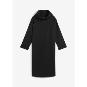 BONPRIX mikinové šaty s límcem Barva: Černá, Mezinárodní velikost: XXXL, EU velikost: 56/58