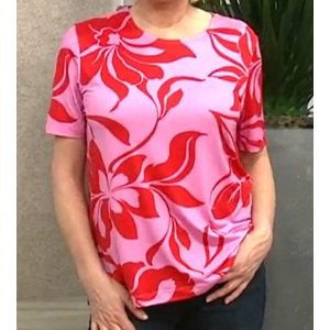 QVC IN-PRINT tričko se vzorem Barva: Růžová, Mezinárodní velikost: XXL