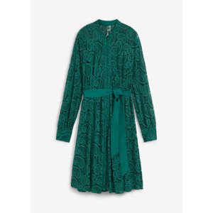 Bonprix BPC SELECTION krajkové šaty s páskem Barva: Zelená, Mezinárodní velikost: L, EU velikost: 46