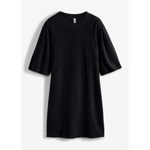 Bonprix RAINBOW krátké žebrované šaty Barva: Černá, Mezinárodní velikost: L, EU velikost: 44/46