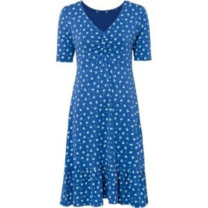 Bonprix BODYFLIRT žerzejové šaty s potiskem Barva: Modrá, Mezinárodní velikost: S, EU velikost: 36/38