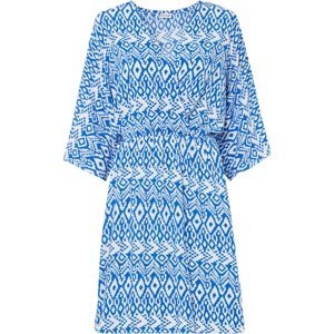 Bonprix BODYFLIRT vzorované šaty v zavinovacím vzhledu Barva: Modrá, Mezinárodní velikost: XXL, EU velikost: 52