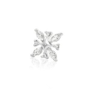 Bezzávitová koncovka piercingu ze 14 kt bílého zlata 585/1000 Gold snowflake - Elsa