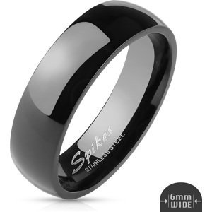 Černý lesklý ocelový prsten Velikost prstenu: 49, Šíře: 6 mm