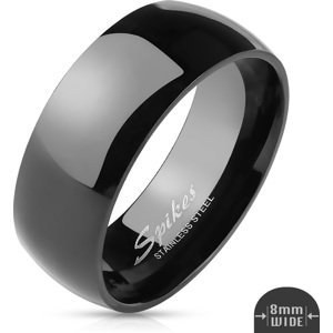 Černý lesklý ocelový prsten Velikost prstenu: 59, Šíře: 8 mm