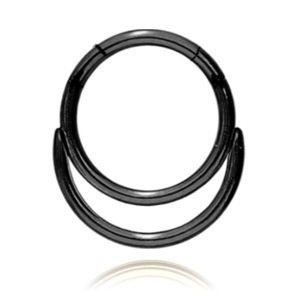 Dvojitý titanový kroužek s otevíráním Tara Barva: Černá, Velikost: 1,2 mm, Délka / Průměr: 10 mm