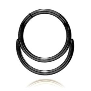 Dvojitý titanový kroužek s otevíráním Tara Barva: Černá, Velikost: 1,2 mm, Délka / Průměr: 8 mm