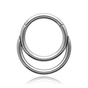 Dvojitý titanový kroužek s otevíráním Tara Barva: Stříbrná, Velikost: 1,2 mm, Délka / Průměr: 10 mm