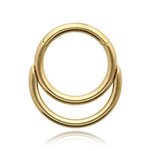 Dvojitý titanový kroužek s otevíráním Tara Barva: Zlatá, Velikost: 1,2 mm, Délka / Průměr: 10 mm