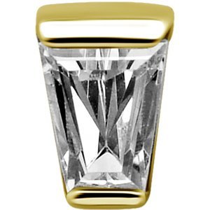 Koncovka Baguete z 18k žlutého zlata 750/1000 se Swarovski ® zirkonem pro šperky s vnitřním závitem